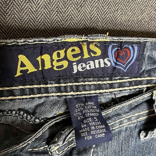 Angels Jeans Women's 5 Blue Denim Y2k Grunge Distressed Style Casual Capri - Picture 4 of 11