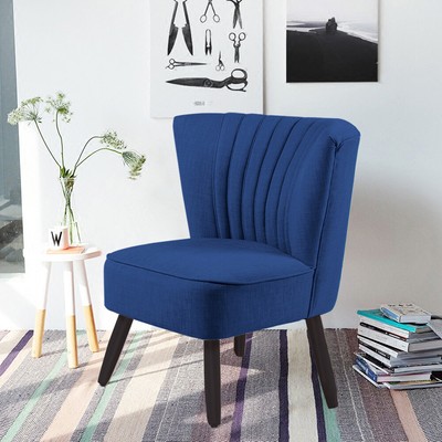 Vintage Cocktail Chair Armless Wooden Legs Living Room Bedroom Sapphire Blue Ebay