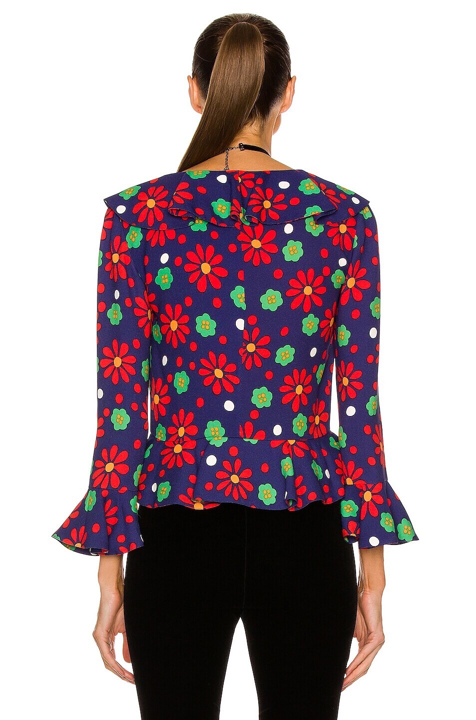 Camicia nuova con etichette Saint Laurent retrò stampa floreale crepe arricciata raccolto 40 US 8 $1790