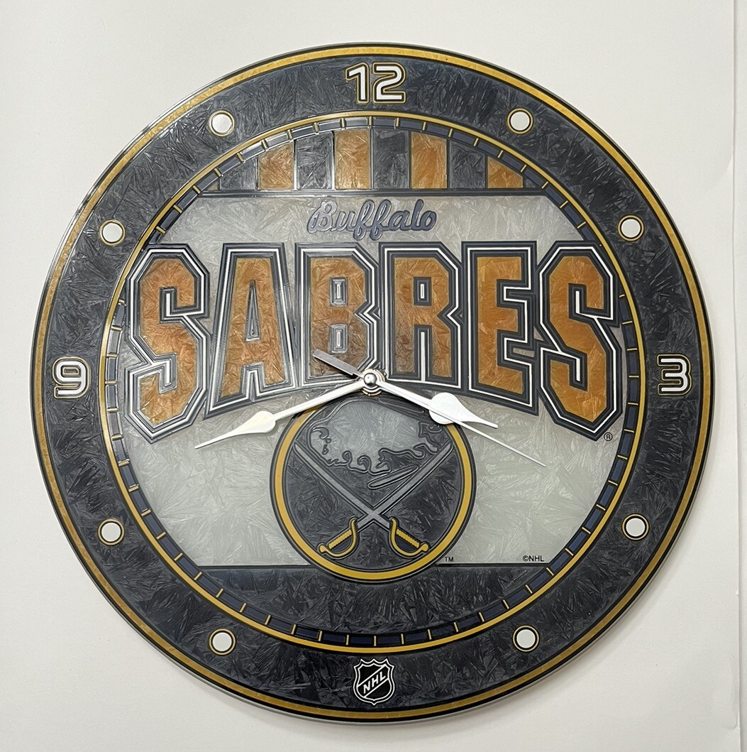 Buffalo Sabres NHL Stained Glass Clock. Works/tested With New Battery