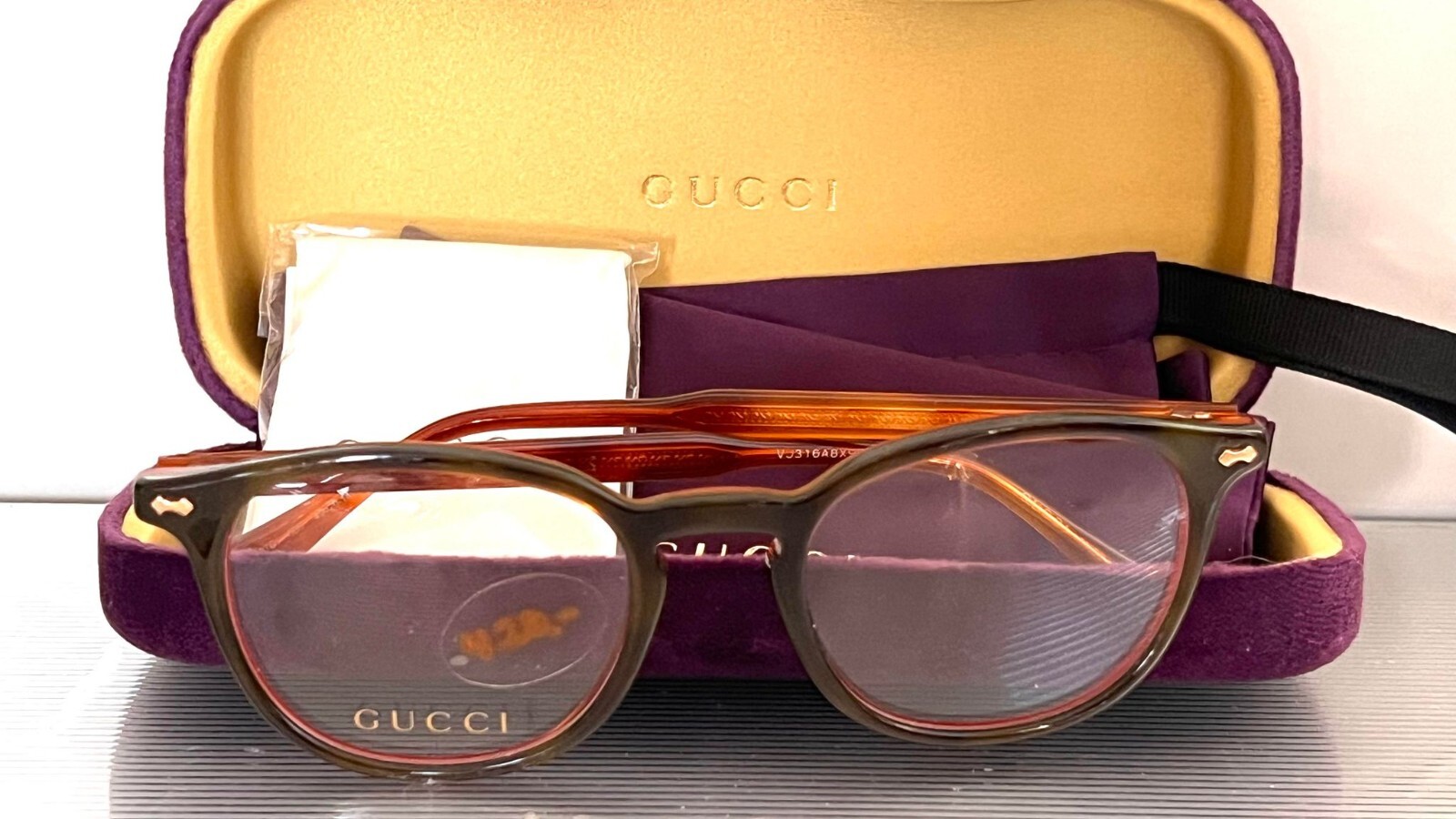 Gucci GG187O 008 Eyeglasses Havana Red Frames Clear Lens 49-20 145 NWT #299