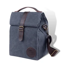 Insulated Sturdy Waxed Canvas Lunch Bag for Men and Women - 10L - Grey