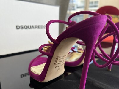 Dsquared2 エンヘリッシュトオフントゥサンタル 【関税込】 $1140 DSQUARED2 39 8.5 Fuchsia BABE WIRE Suede Ankle Tie