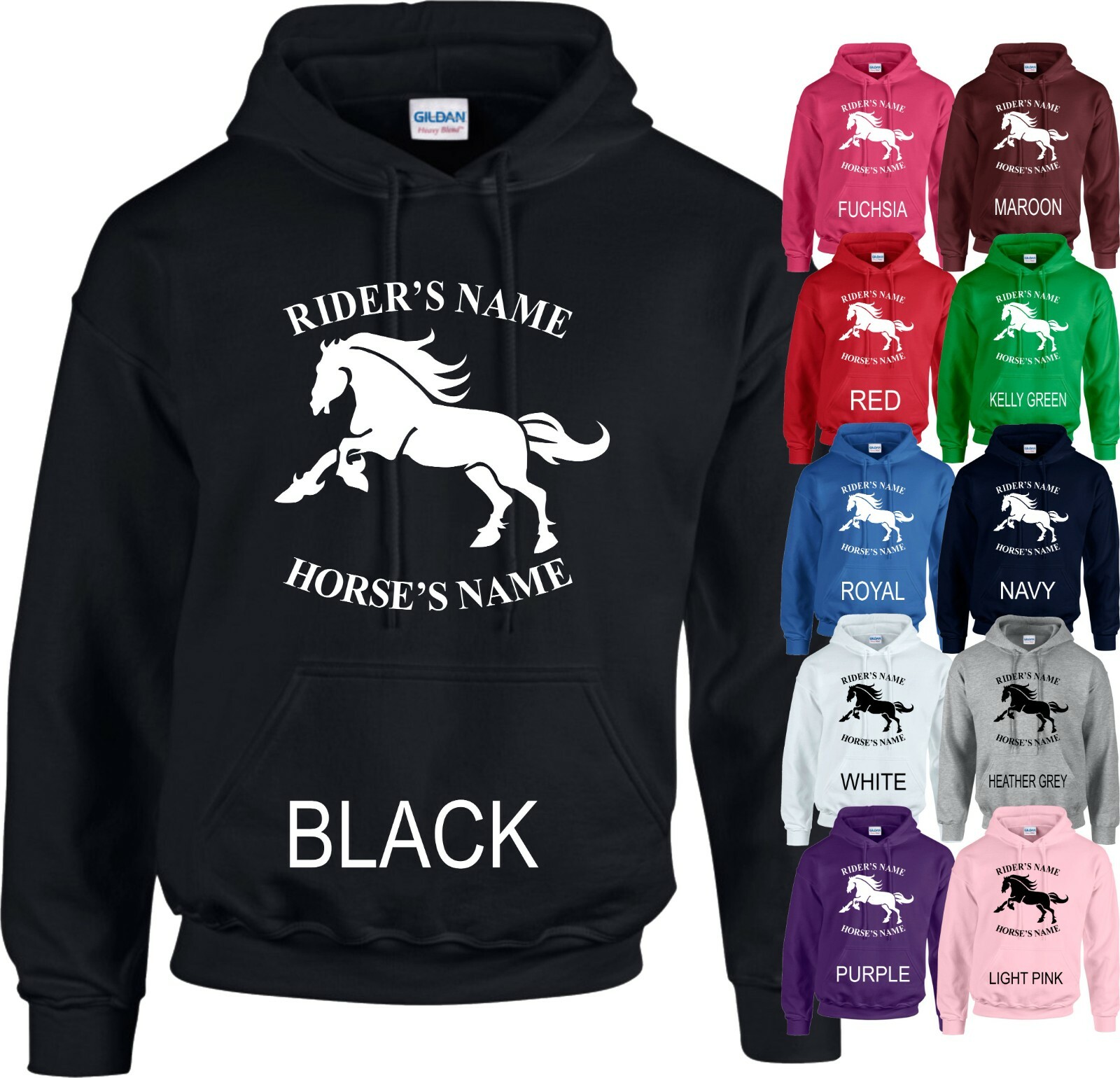 Felpa con cappuccio CAVALLO personalizzata pony equestre fantino montaggio cavaliere stabile felpa di Natale