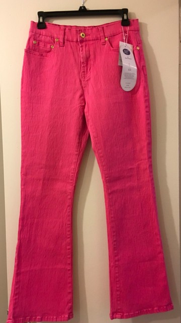 pink bootcut jeans