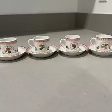 Vintage Haviland Pink Multiflora Carnea Empress 1982 Teacups & Saucers Set Of 4