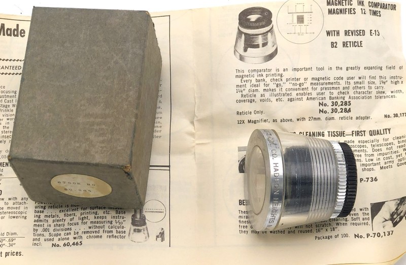 Vintage Edmund Magnet Ink Comparator / magnifire No. 30-28