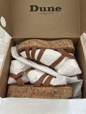 Dune UK 4 EU 37 Lenson Tan Leather Fisherman Flat form Platform Sandals EUC