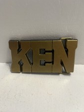 - Vintage 1980 s Brass Colored Belt Buckle Ken Name