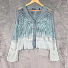 ATM Cardigan XS Open Knit Crochet Sweater Ombre Cottage Boho Wool Cashmere Blend