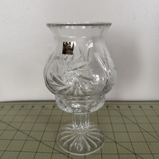 Poland 24 Lead Crystal Footed Hurricane Style Candle globe 2 Piece light lamp