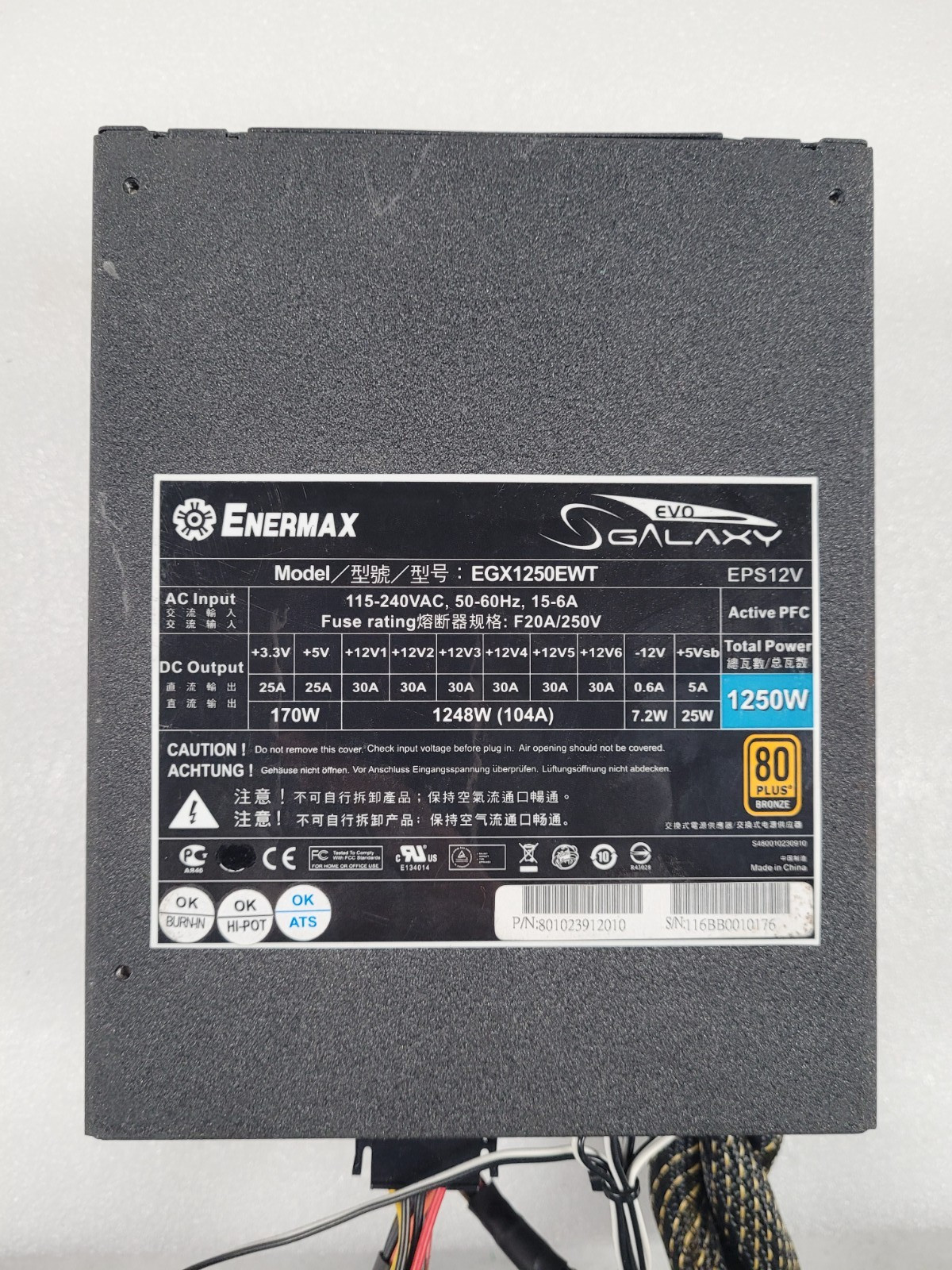 Enermax MaxTytan Bronze 80+ EDT1250EWT  1250W Full Modular Power Supply; Tested