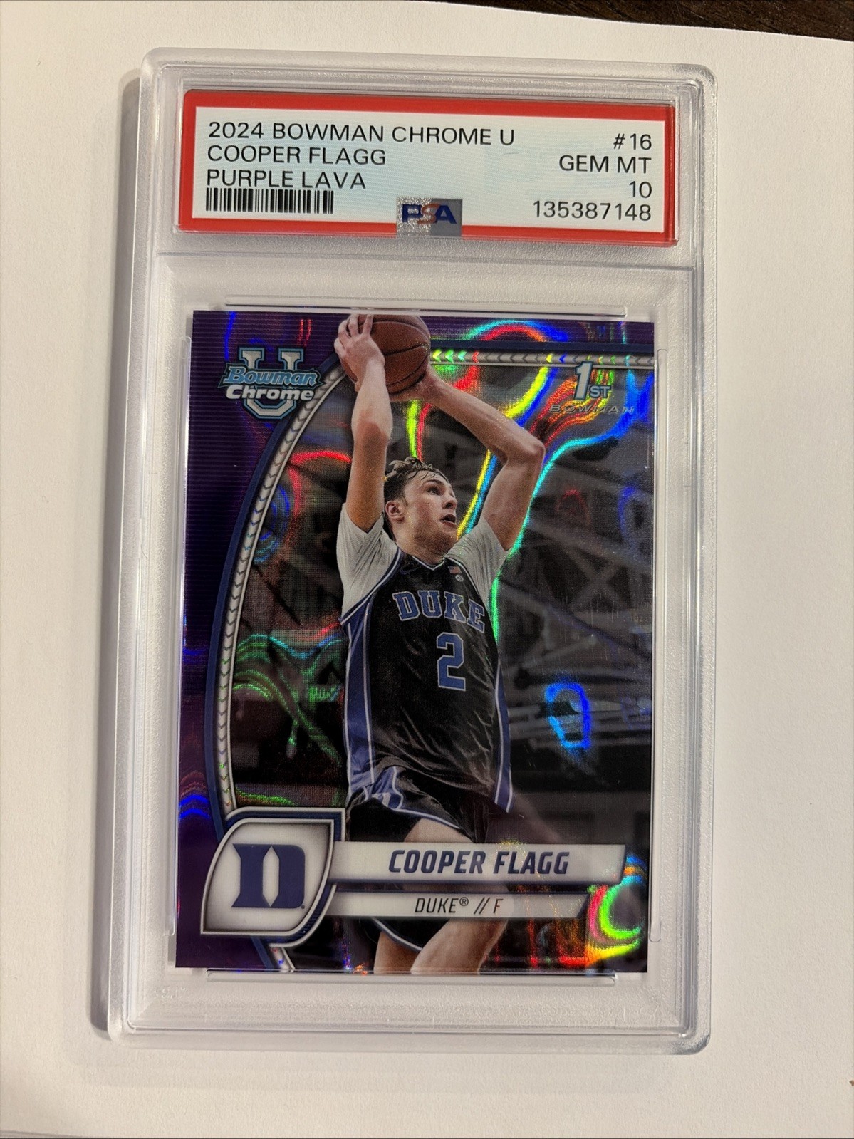 2024 Bowman Chrome U Cooper Flagg Purple Lava 1st Bowman PSA 10