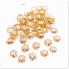 500pcs 10mm Gold Tone Hollow Flower Bead Caps