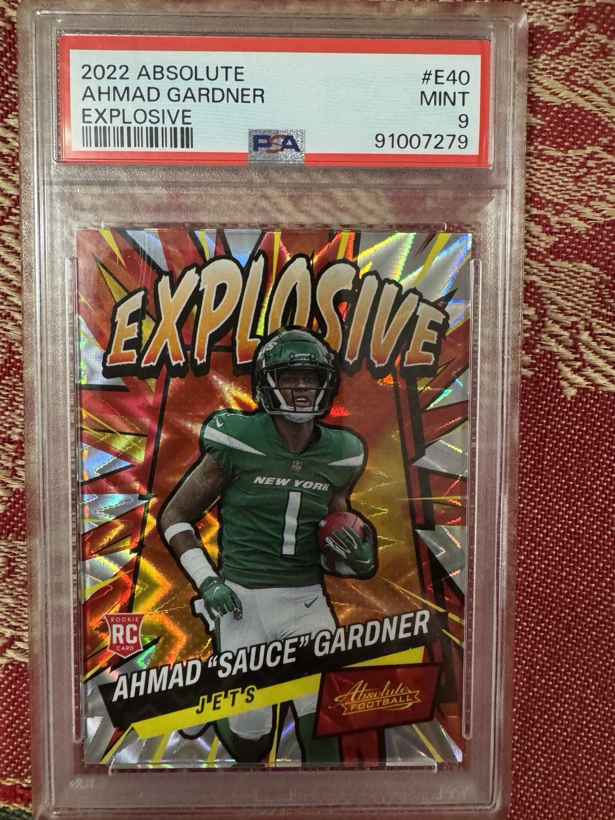 2022 PANINI ABSOLUTE EXPLOSIVE #E40 AHMAD "SAUCE" GARDNER ROOKIE RC PSA 9