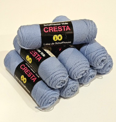 YARN -  SCHAFFHAUSER WOLLE CRESTA 100% VIRGIN WOOL LIGHT BLUE 8 SKEINS - NEW