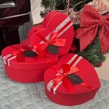 Heart Shaped Box, 3 Pack Premium Heart Boxes for Presents, Gift Boxes with Lids
