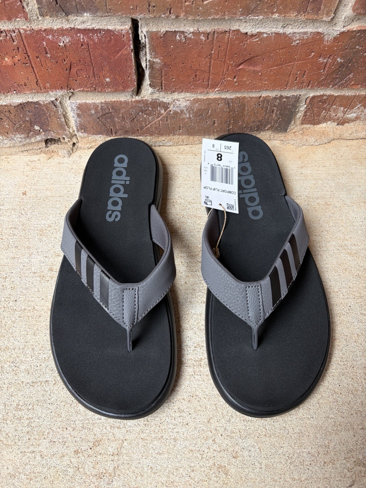 Adidas Comfort Flip Flop Black Grey Men's Size 8 / Women’s 9 Brand New Authentic thumbnail 7