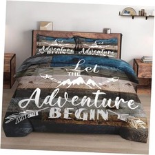 Size Comforter Set with Pillowcase, Retro Mountain Camp Twin Vintage Camper