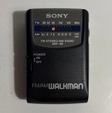Sony SRF-49 FM AM Walkman Radio Portable Pocket Stereo Black Belt Clip Tested