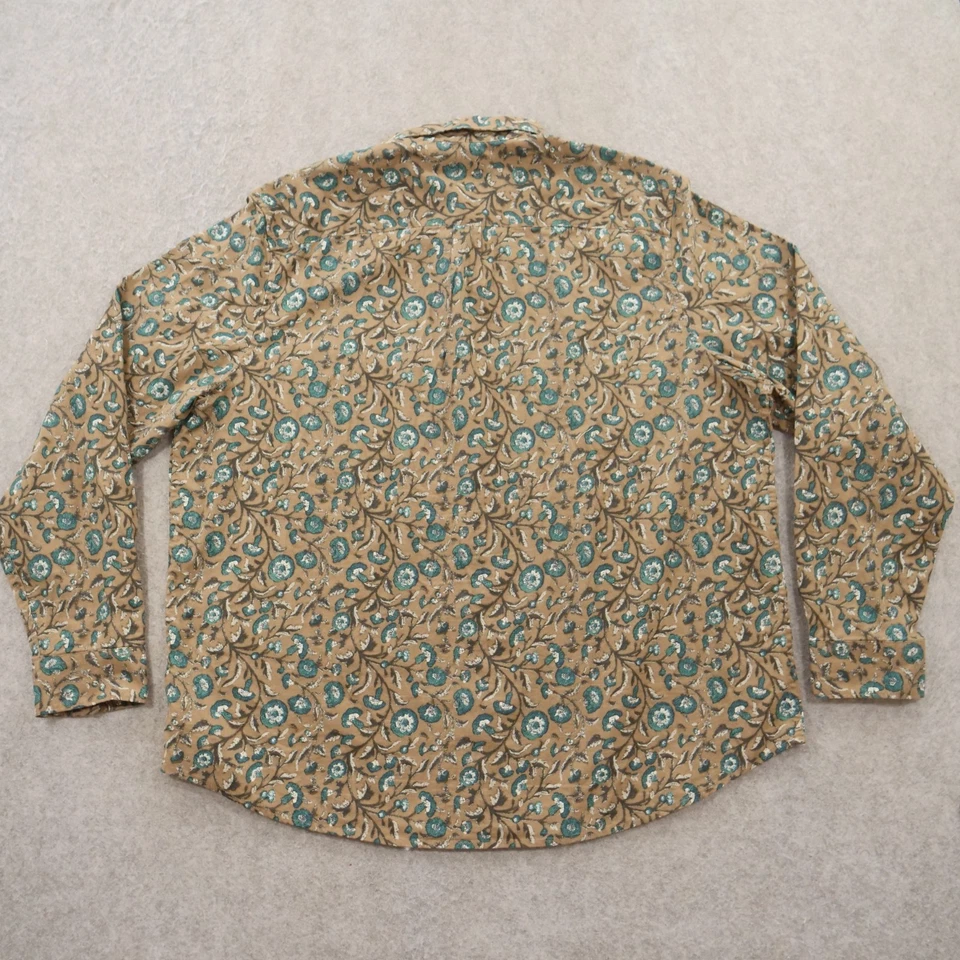 Camisa Lucky Brand Para Hombre 2XL XXL Marrón Verde Botón Floral Manga Larga Informal Foto 2 de 4