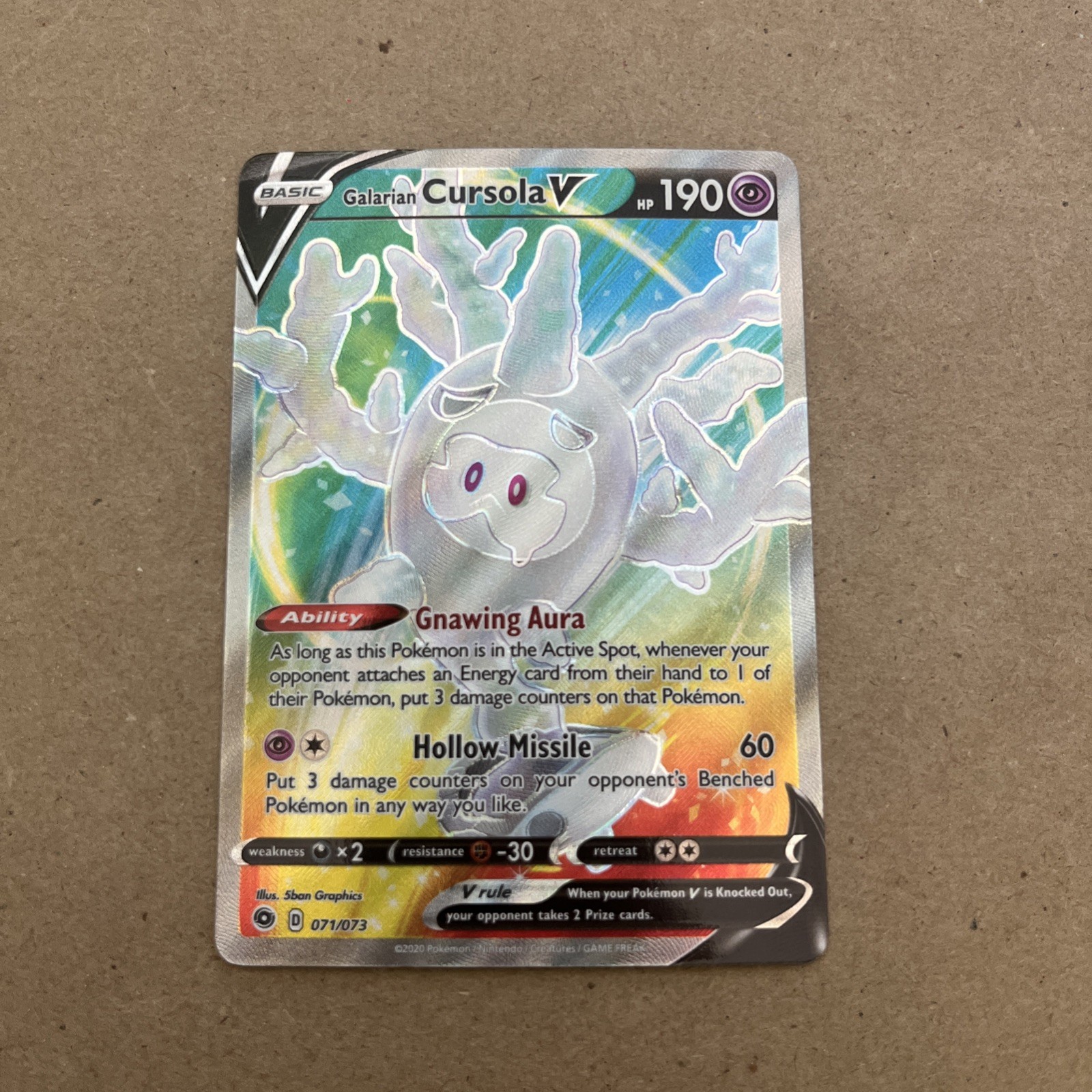 Galarian Cursola V 071/073 Ultra Rare Champion's Path Pokemon NM/M