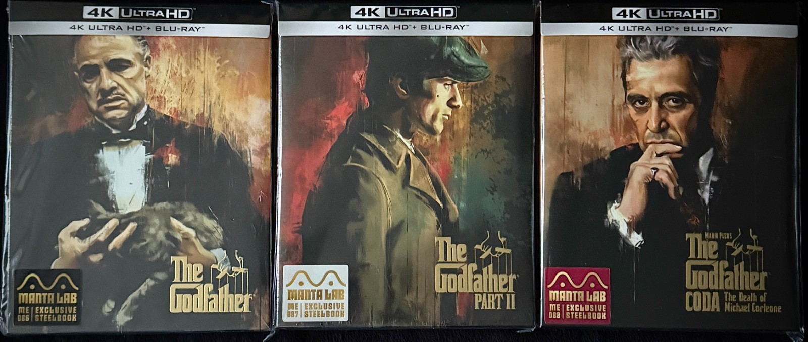 THE GODFATHER TRILOGY MANTA LAB FULLSLIP 4K UHD BLU-RAY STEELBOOK *NEW & SEALED*