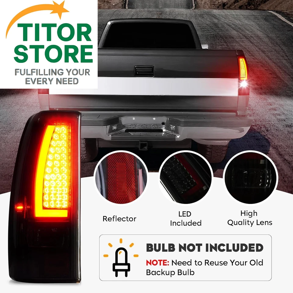 LED Tail Light Fit for Chevy Silverado 1500 2500 lights, Smoked Lens  Foto 2 de 4