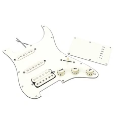 White Loaded Pickguard SSH Pickup Back Plate 500K Pots 5 Way Switch for Strat ST