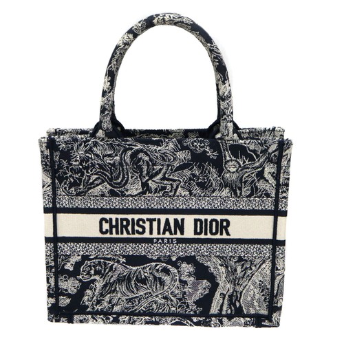 Dior Book Tote/Small M1265ZRGO-M351 Cotton Navy Tote Bag Box & Papers #KNB8289