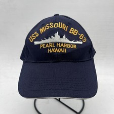 USS Missouri BB 63 Naval Ship Baseball Cap Navy Blue Embroidered Pearl Harbor