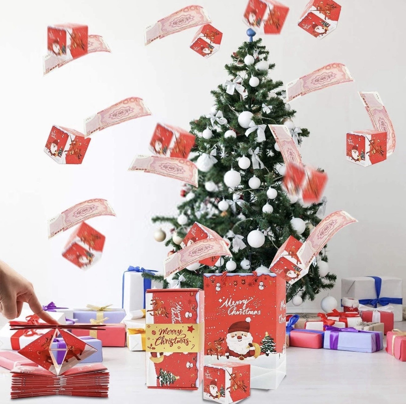 Surprise Christmas Gift Boxes - Pop Up Gift Box for Money, Unique Xmas Folding B