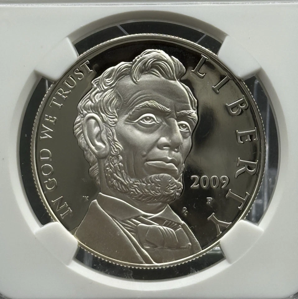 2009 Lincoln Bicentennial $1 Silver Dollar NGC PF69 UCAM + Formative Penny MS66 - Image 3 of 4
