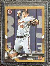 2018 Bowman Gold /50 Austin Hays Rookie Card #46 Orioles White Sox. rookie card picture