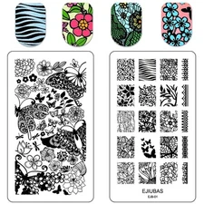 Ejiubas Double Sided Butterfly Wings Floral Leaf Nail Art Stamping Plate EJB-01