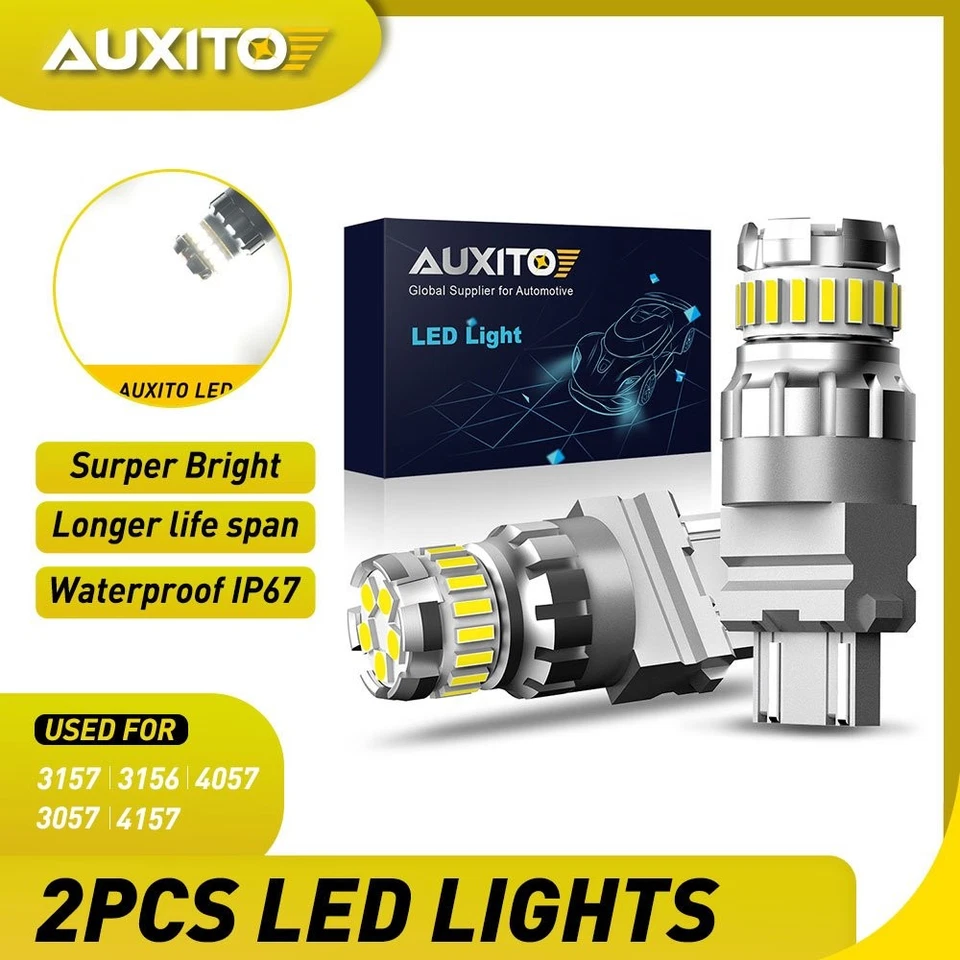 AUXITO 3157 3457 3057 Señal Respaldo Trasero Inverso Giro LED Bombilla Blanca 2 Piezas Foto 2 de 4
