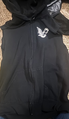 Vengeance University Black Sleeveless Full Zip Hooded Skull Graphic Hoodie