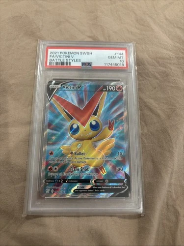 Victini V (Full Art) 144/163 Swsh05: Battle Styles PSA 10 GEM MINT Low Pop