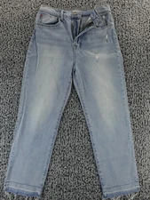 HUDSON Woman KASS High Rise Straight Ankle Jeans Size 27 Medium Wash Fray