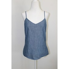 J.Crew Blue Cotton Chambray V-Neck Camisole Adjustable Straps Top Size 2