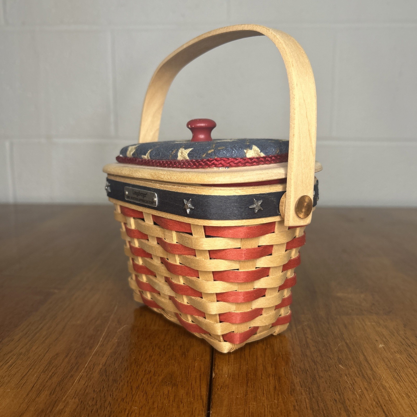 2001 Longaberger Hostess Appreciation Inaugural Basket w/Flag Liner Protector 