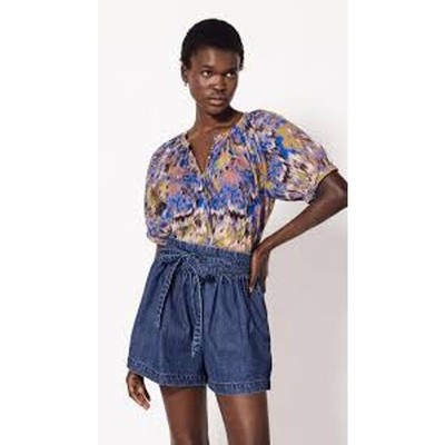 Cleobella Irena Blouse in Azukar Printed Organic Cotton Button Front Sz Small  