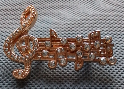 Vintage Stil Noten Brosche mit atemberaubenden eingesetzten künstlichen Diamanten. Neu ohne Etikett.