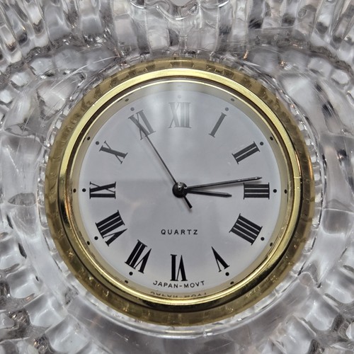 Vintage Clock Heart Shaped Crystal Glass Quartz Clock /Desktop Paper Weight - Picture 3 of 7