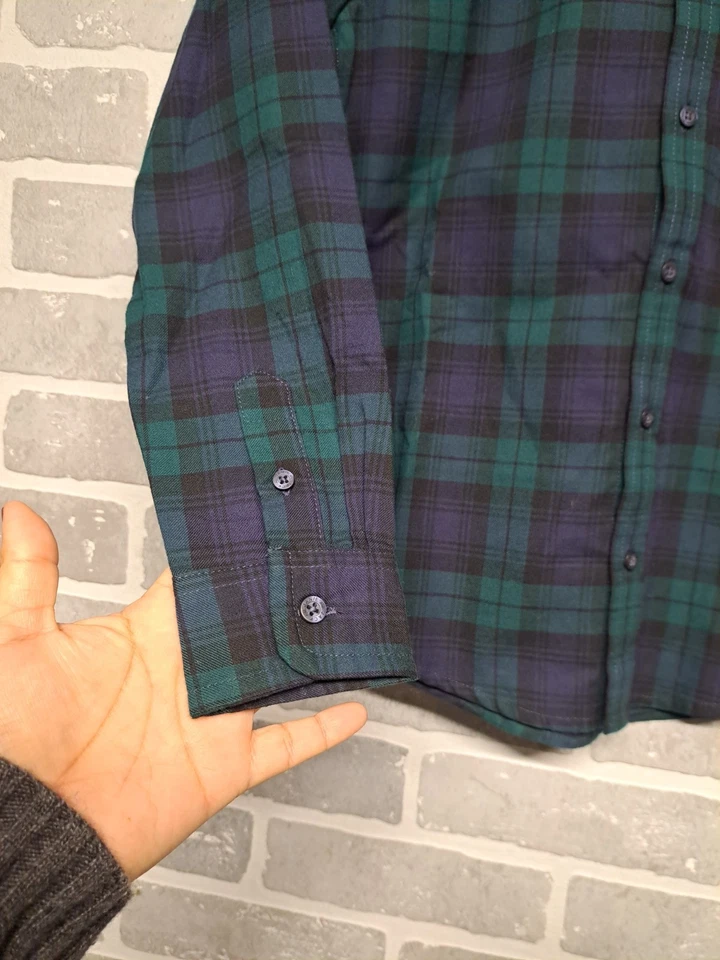 Camisa Janie and Jack Boys Vacaciones a Cuadros Verde Manga Larga Cuello Botón Talla 10 Foto 3 de 4