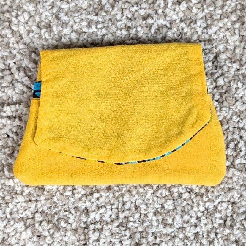 Pocket Wallet Handmade Clutch Card Holder Small Purse Yellow Flower