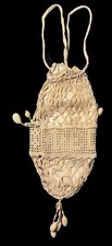 EDWARDIAN Handmade CROCHET DRAWSTRING PURSE with Silk Lining