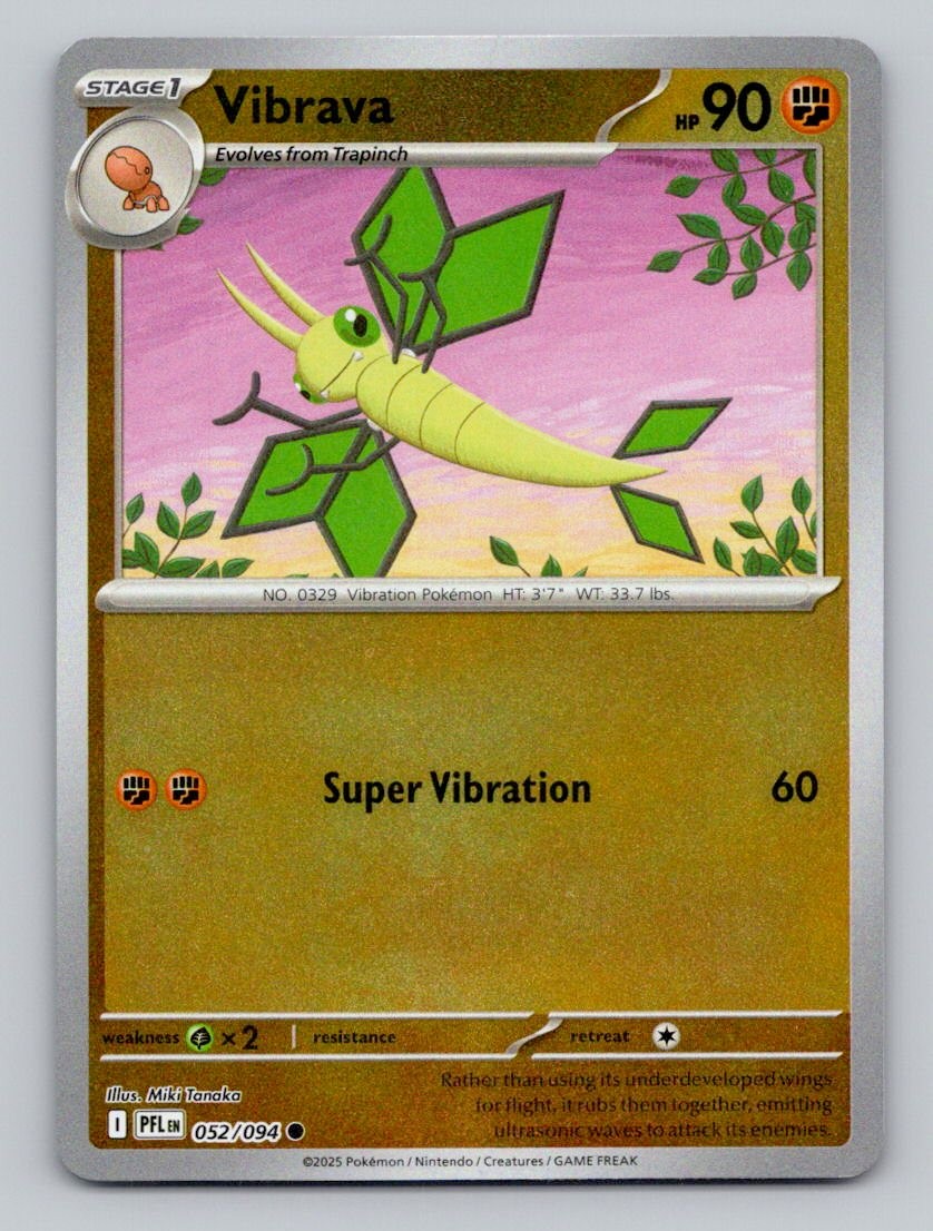Reverse Holo Vibrava 052/094 Common Phantasmal Flames Pokemon