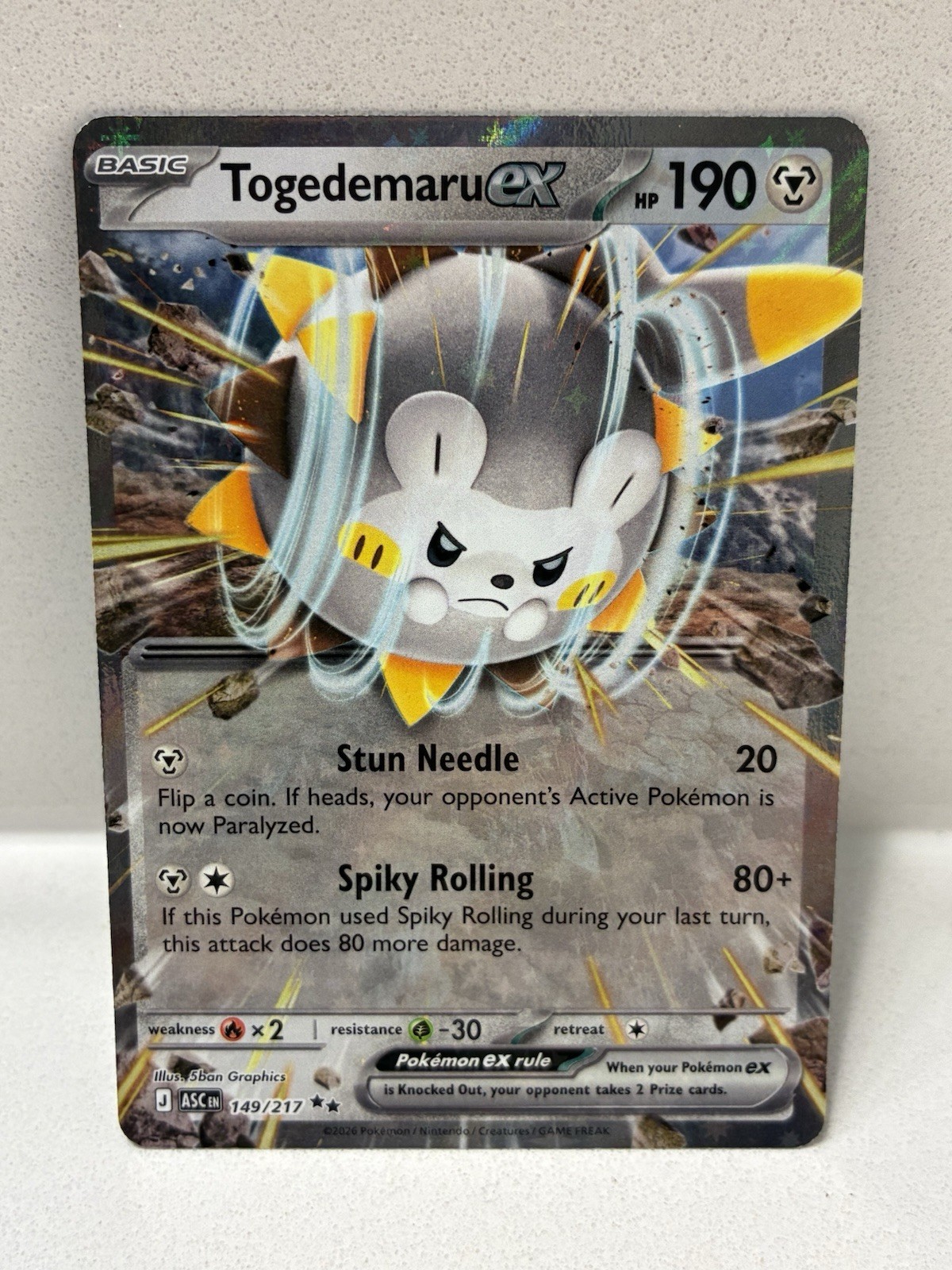 Pokemon Togedemaru ex 149/217 Double Rare Ascended Heroes FREE SHIPPING