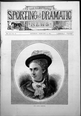 Alter Druck Frontispiz Miss Agnes Larkom Federmütze Brosche Schal 1877 19.